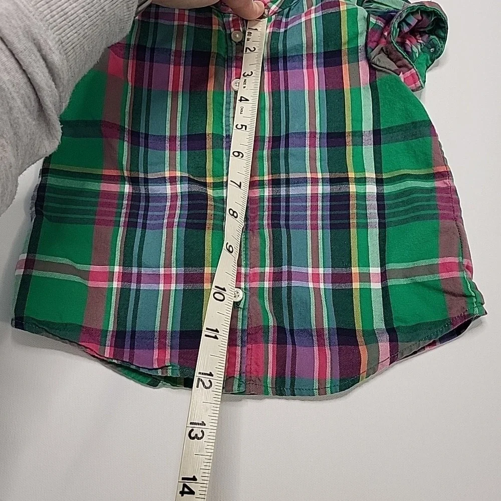 RALPH LAUREN Infant Girl Size 18mo Plaid Print‎ Long Blouse Tunic Top